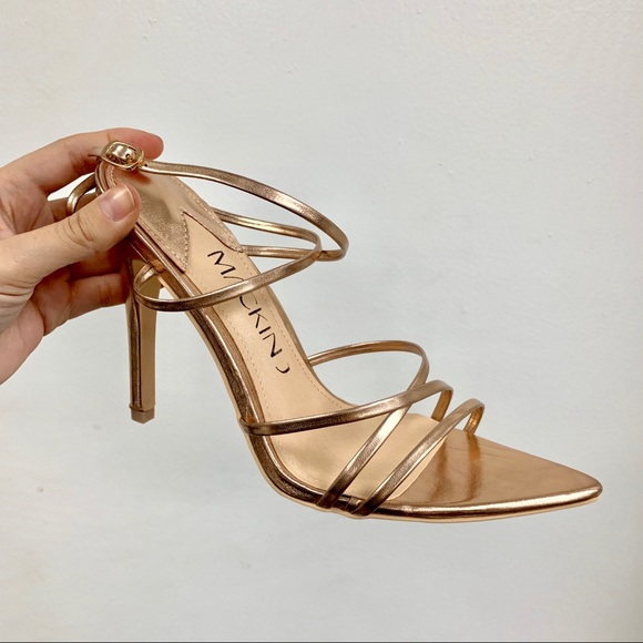 rose gold pointed toe barely there heels